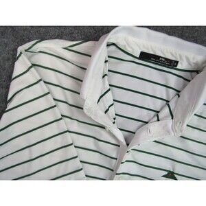 RLX Ralph Lauren Shirt Mens XL White Green Stripe Golf Polo